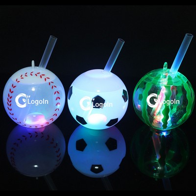 16OZ Light Up Flashing Football World Cup Bottle with Straw