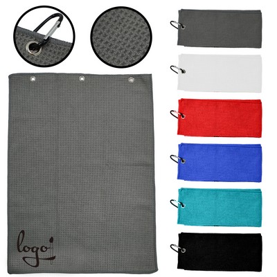 23.5"x 15.7" Sublimated Microfiber Velour Golf Towel with Grommet & Carabiner