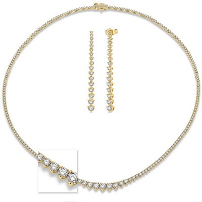 Jilco Diamond Drop Gold Earrings And Necklace Set