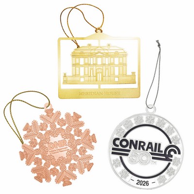 Custom Etched Brass Holiday Ornaments 2"