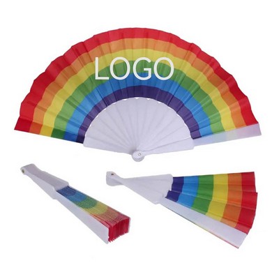 Custom Pride Rainbow Folding Hand Fan ABS Plastic with LGBT Designs