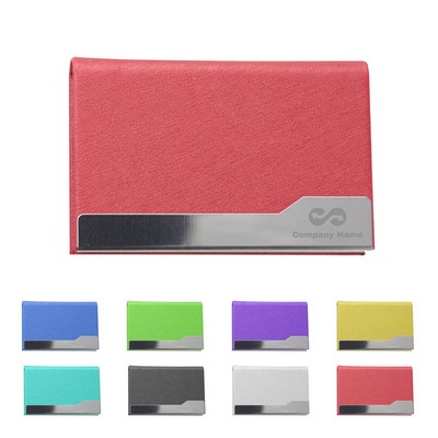 Premium Stainless Steel Card Holder with PU Leather
