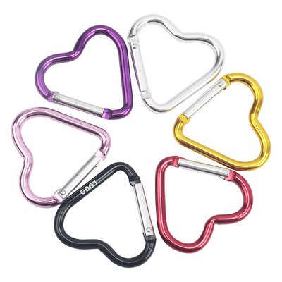 1.7'' Aluminum Alloy Heart Shape Carabiner Clip for Backpack and Keychain