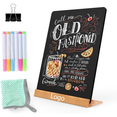 Tabletop Chalkboard with Wood Holder 7.8x12"