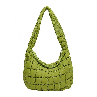 Down Quilted Shoulder Puffer Tote Bag