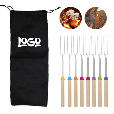 8Pcs Extendable Stainless Steel BBQ Roasting Sticks