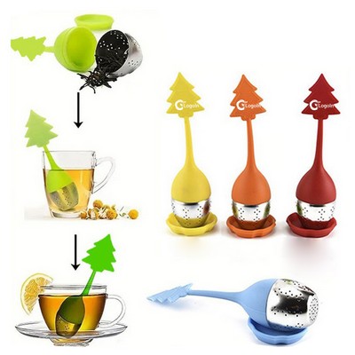 Christmas Tree Silicone Tea Infuser Handle Stainless Steel