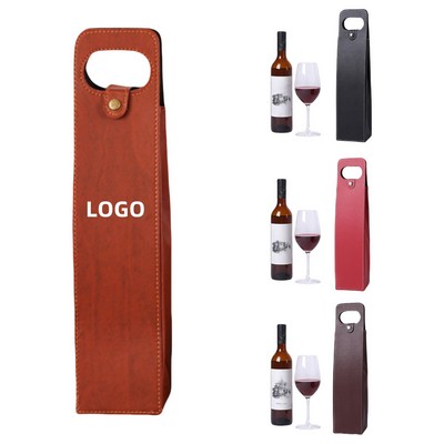 Leather Single Wine Bottle Tote Bag