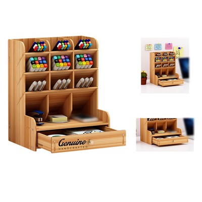 Wooden Desk Organizer with Multi-compartment
