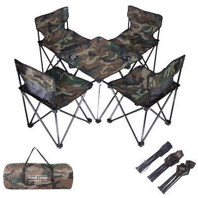 Portable Folding Camping Table and Chair Set – Camouflage Design