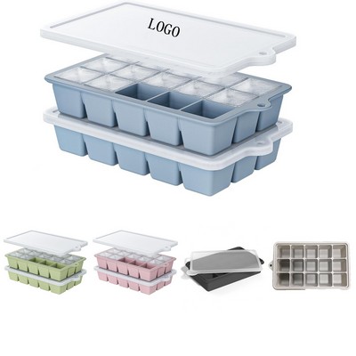 Silicone Ice Cube Trays Lids Stackable BPA Free
