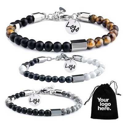 Adjustable Tiger Eye Gemstone Beaded Bracelets for Men