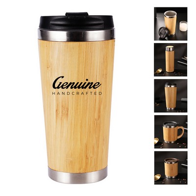 17OZ Stainless Steel Bamboo Shell Travel Tumbler