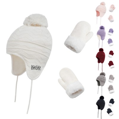 Soft Acrylic Toddler Winter Hat Mittens Set