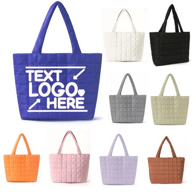 Women Large Quilted Puffer Down Cotton Winter Tote Bag