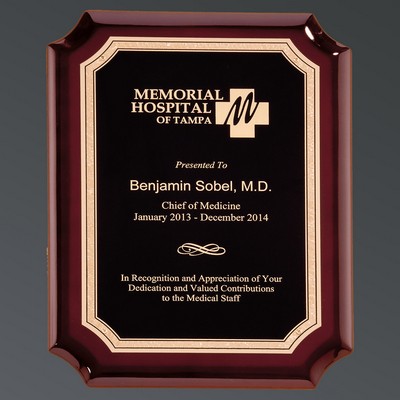 Rosewood Piano Finish with Notched Corners, Black Brass/Florentine, X-Large (11"x15")