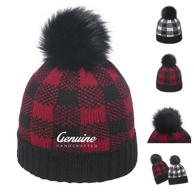 Cuffed Knit Pompom Beanie