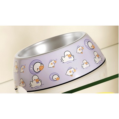 Melamine Stainless Steel Dog Bowl Pet Food and Water Dish Anti Spill Dog Cat Bowl 11-21cm Diam.