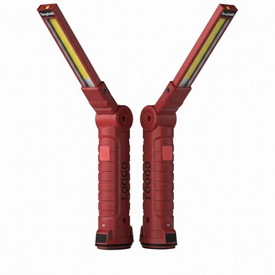 Rechargeable COB LED Work Light - Magnetic Flashlight With Hook For Automotive, Camping & Grilling