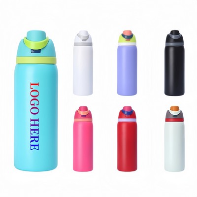 Full Color 32Oz Insulated Stainless Steel Water Bottle with Straw
