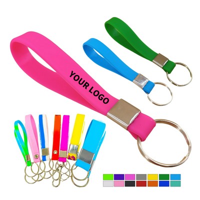 Silicone Wristband Keyring Loop Design Metal Crimp
