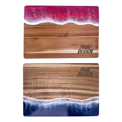 Ocean Wave Art Resin Cutting Board Serving Tray