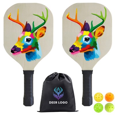 Full-color Printed Wood Pickleball Set