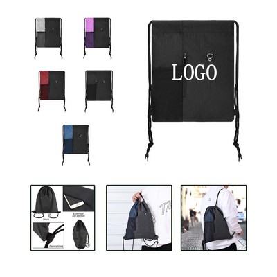Mesh Pocket Drawstring Backpack