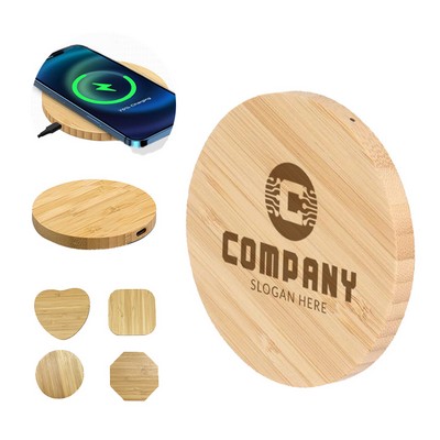 Bamboo 15W Wireless Charger with Custom Logo