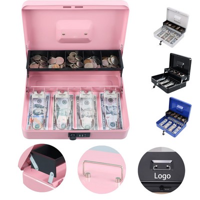 Cantilever Design Tiered Money Tray Key Locking Cash Box