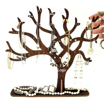 Wooden Jewelry Tree Necklace Holder