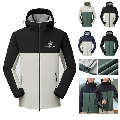 Unisex Outdoor Hiking Casual Woven Softshell Waterproof Windbreaker Jacket