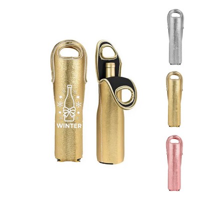 Promotional Wine Tote Metallic Neoprene Single