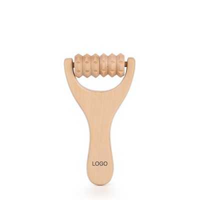 Solid Wood Slingshot Style Portable Meridian Roller Massager for Neck Shoulder Waist and Head
