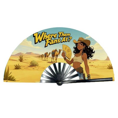 Western Cowgirl Line Dance Folding Hand Fan 13"