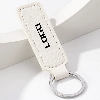 Rectangle Leatherette Key Tag with Logo Print
