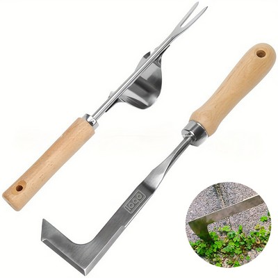 2Pcs Weed Remover Tool with Wood Handle