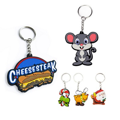 2 1/4" Custom Shape Soft 2D 3D PVC Keychain