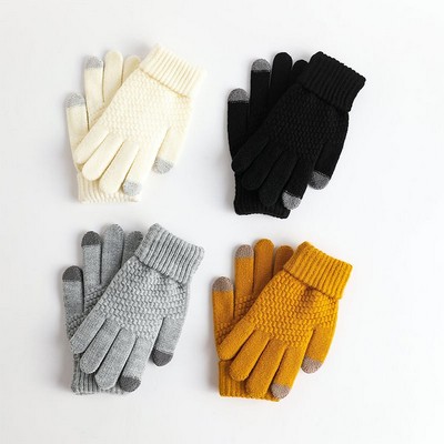 Custom Fleece Lined Touch Screen Knitted Warm Gloves Unisex