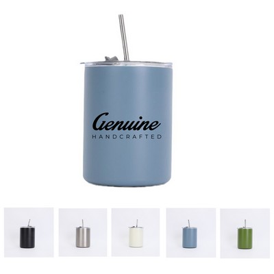 14oz Stainless Steel Cup with Straw