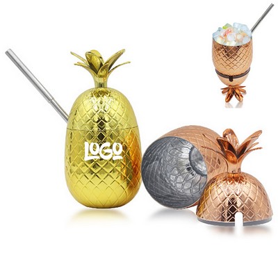 Plastic Pineapple Cocktail Mug With Straw