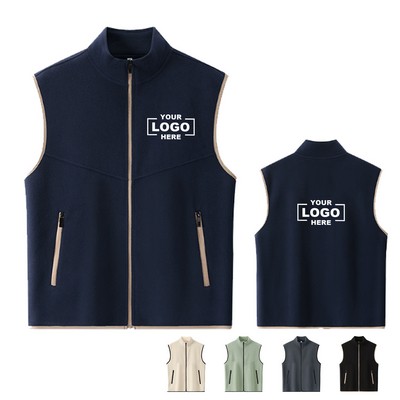 "Double-Sided Fleece Stand-Up Collar Vest "