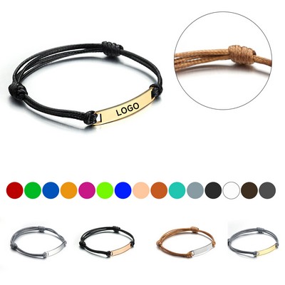 Adjustable Bracelet with Metal Plate