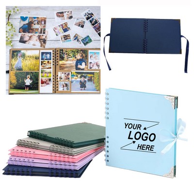 Square Scrapbook Spiral Bound Ribbon Tie Photo Album