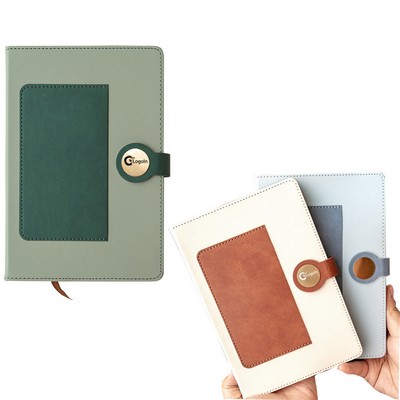 A5 Magnetic Closure Buckle Notebook Color Splicing Bound Lined Journal