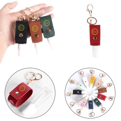 Empty Bottles Leather Sanitizer Holder with Keychain