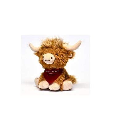 8" Sitting Highland Cow Outdoor Plush Animal Stuffed Toy
