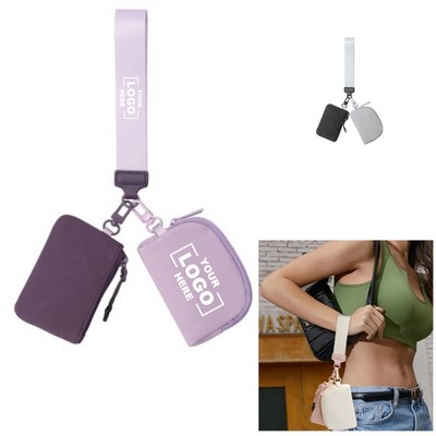 Mini Zip Around Wristlet keychain Wallet for Women