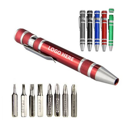 8" Aluminum Multi-Tip Tool Pen
