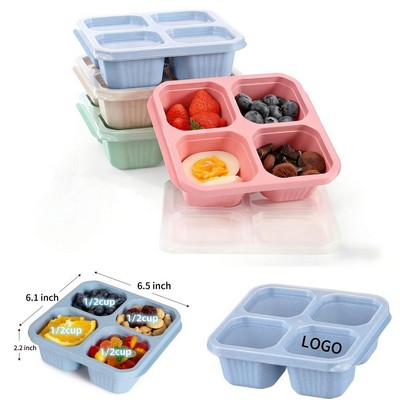4 Compartments Portable Wheat Straw Snackle Box Container